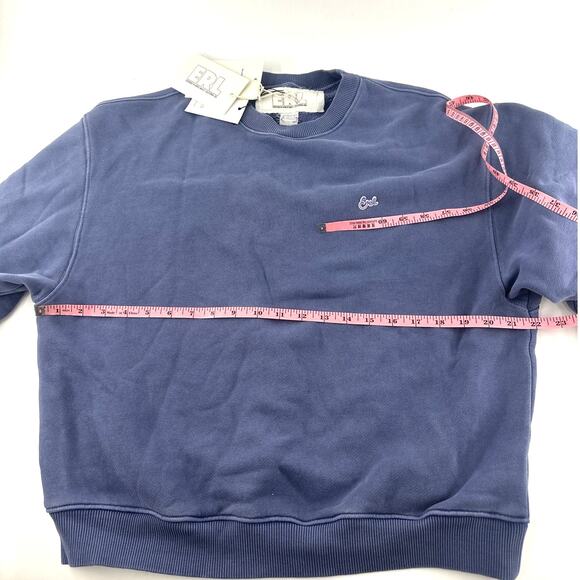 Farfetch ERL Script Crewneck Pullover Sweatshirt Men's Blue Size S - Picture 9 of 12